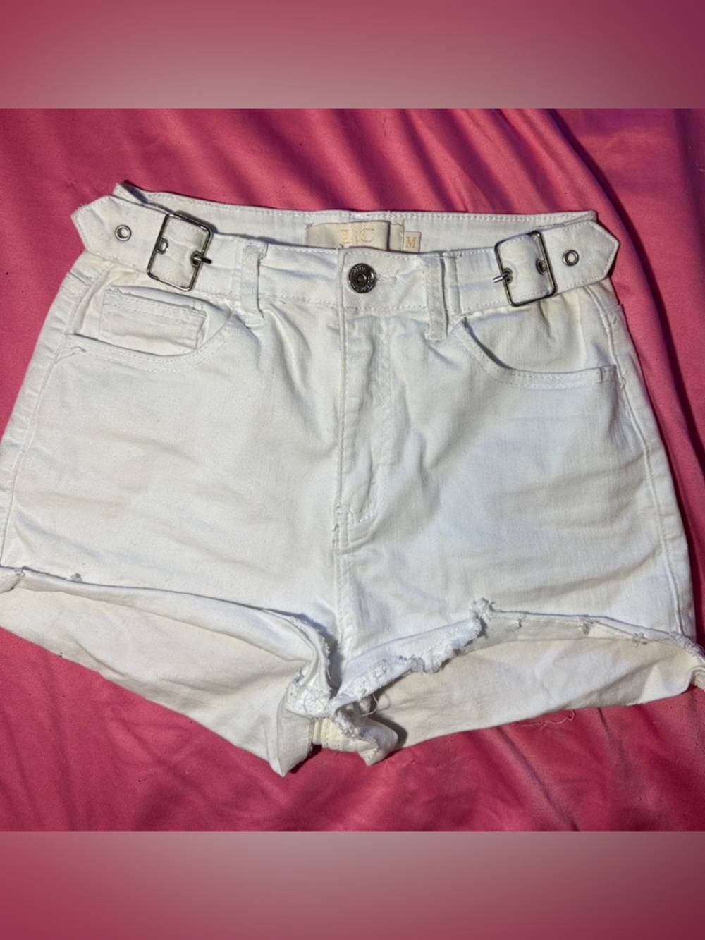 White High-Waist Distressed Women's Shorts